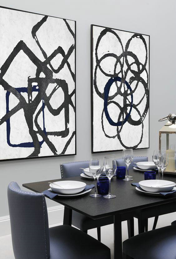 Abstract Painting Extra Large Canvas Art,Set Of 2 Minimal Painting On Canvas - Hand Paint Abstract Painting